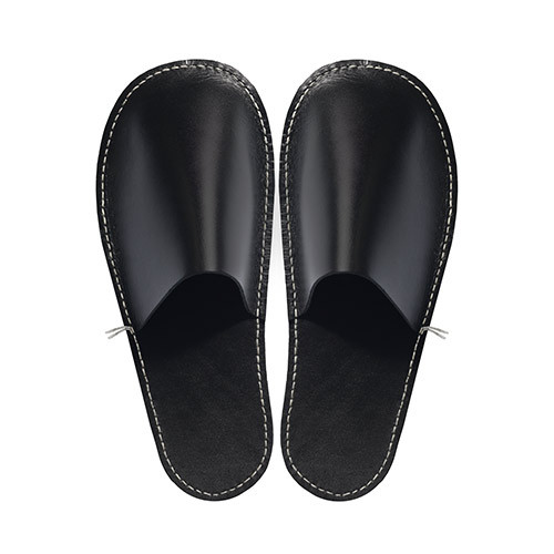 C.A. Lindberg, leather slippers – black